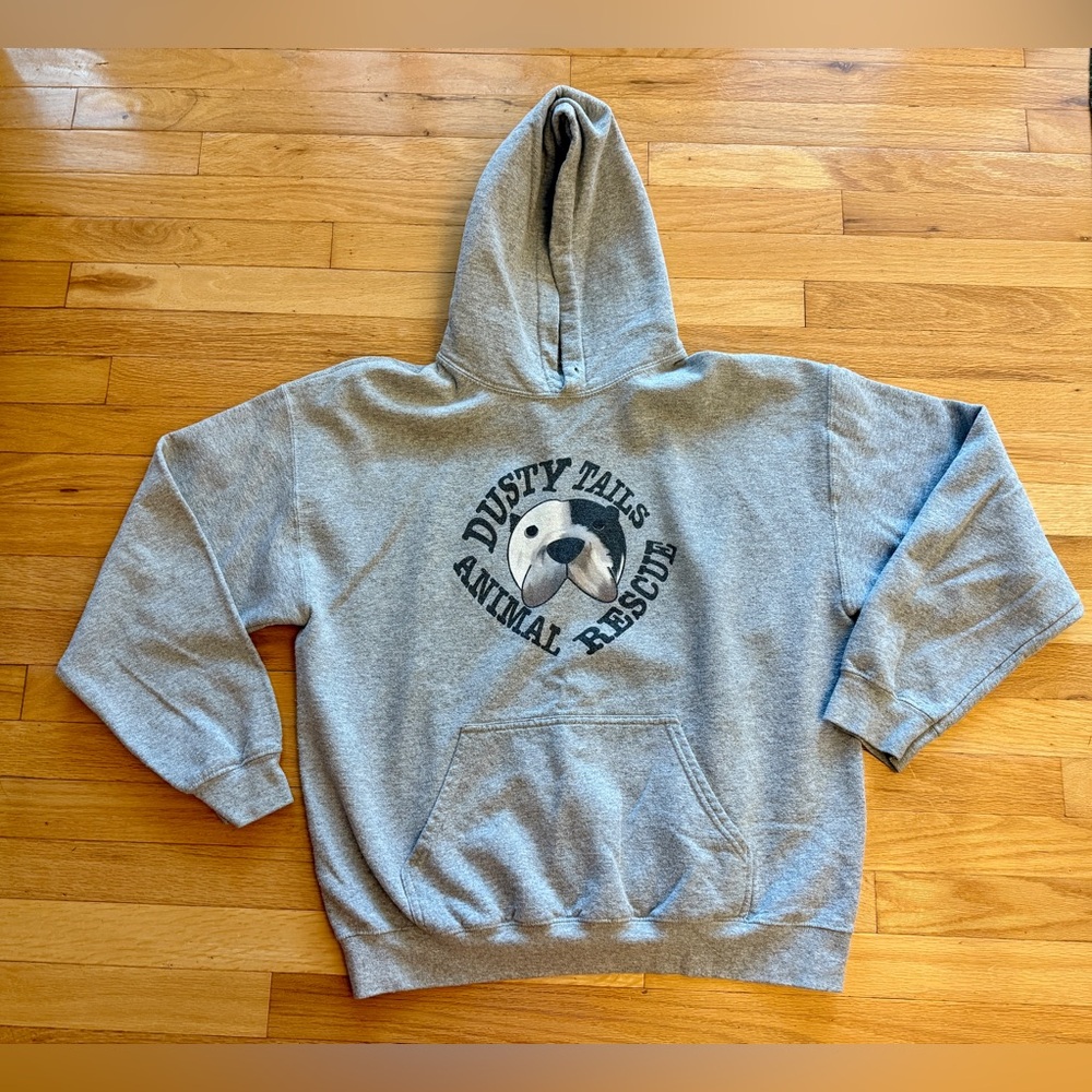 Men’s pullover hoodie grey Dusty Tails Animal Rescue Charleston size L